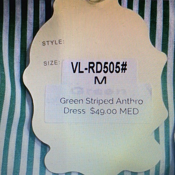 Velzera Anthropologie Embroidered Green Stripe Boho Dress Medium NWT - Picture 7 of 9